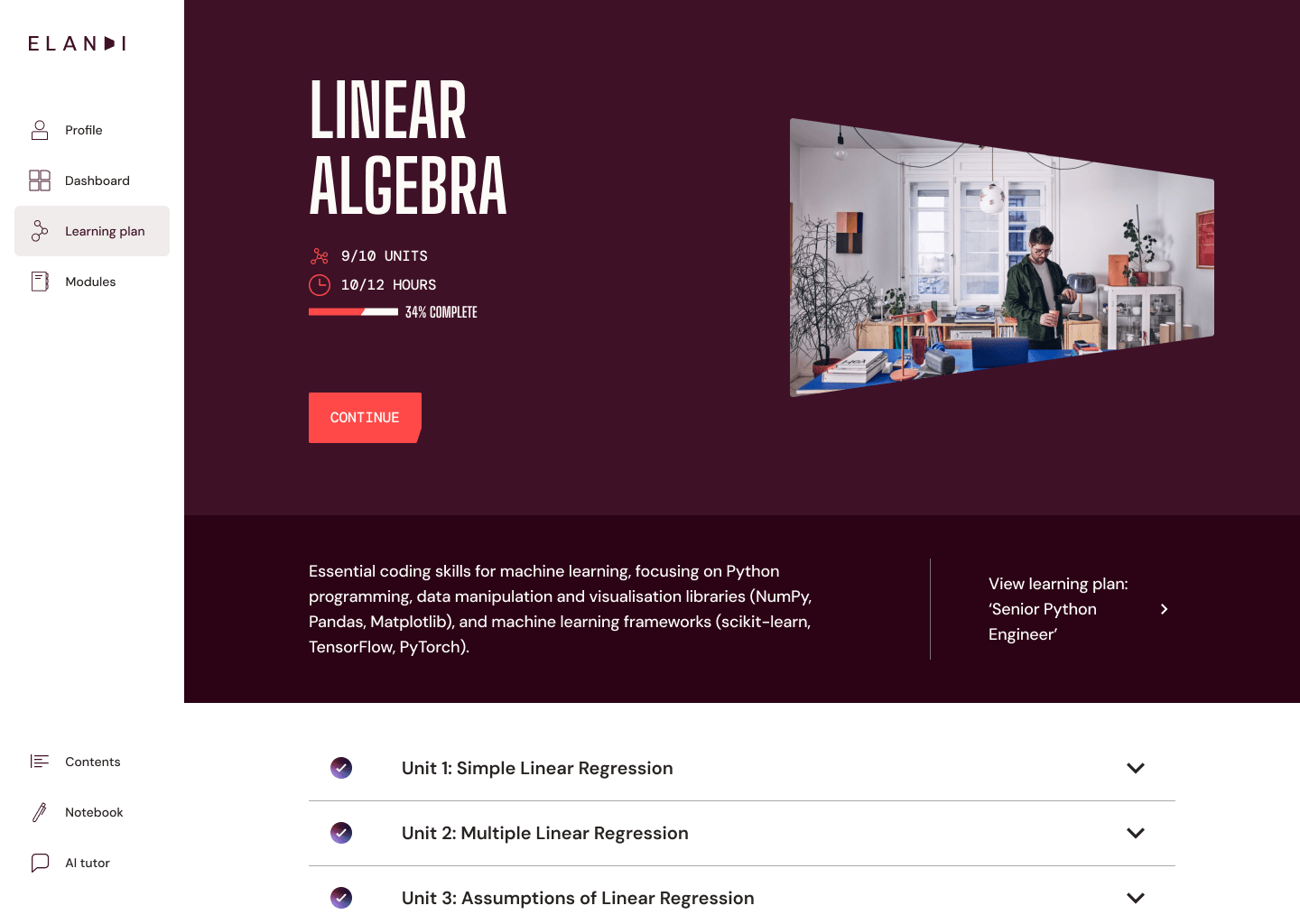 Elandi learning platform interface